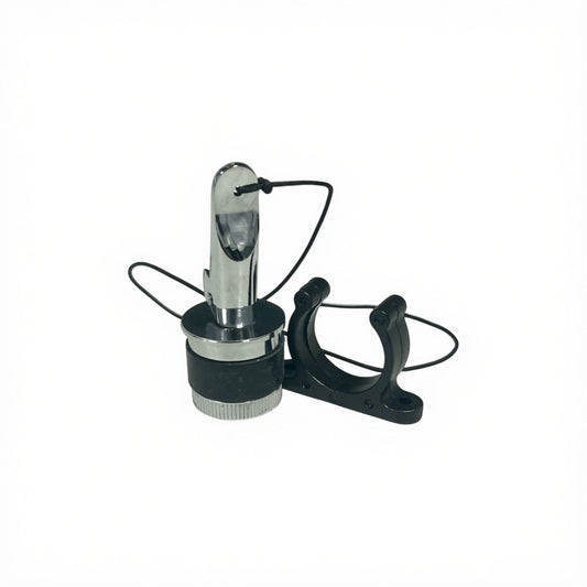 Zodiac Online Shop Z67087 RVS zelflozerstop van 34 mm met zwarte kunststof houder voor Zodiac rubberboten
